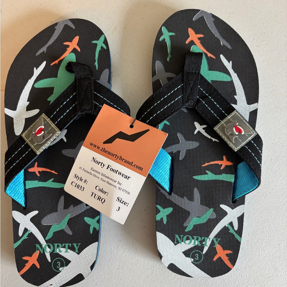 NOR Kids Flip Flops - Black, Green, Blue